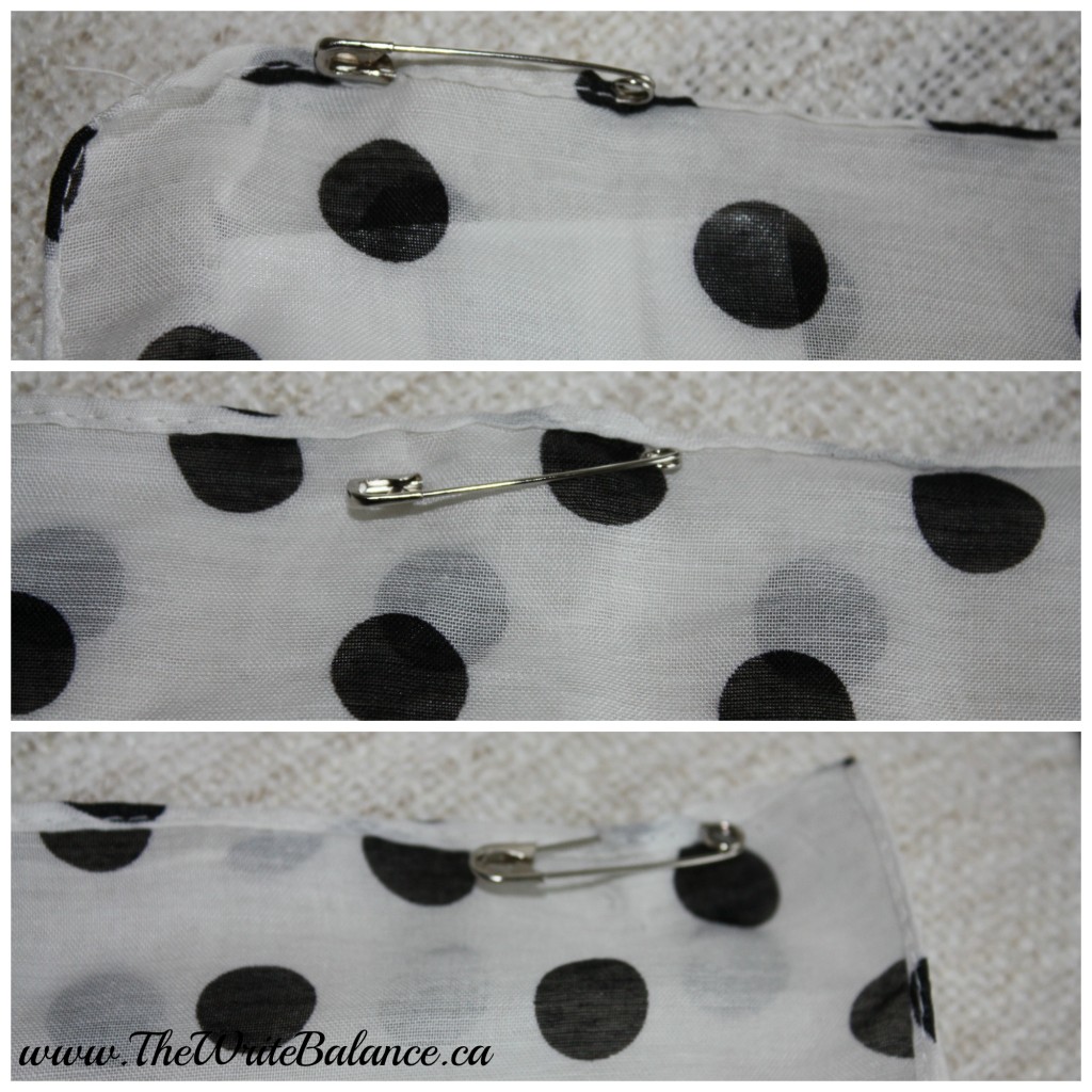 polka dot scarf with safety pins