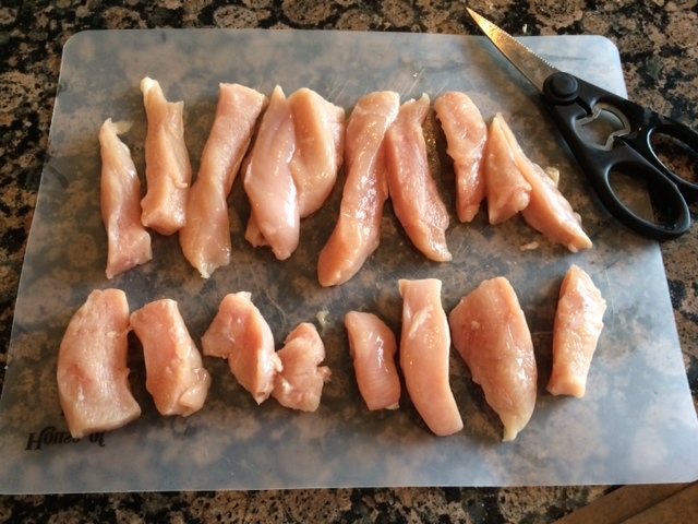 raw chicken strips