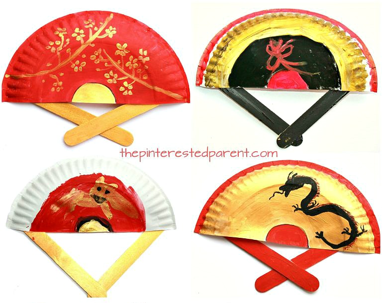 Chinese New Year Crafts - hand painted fans